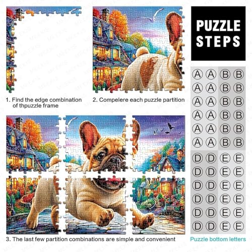 Rompecabezas de bulldog de 1000 piezas premium, papel reciclado resistente, 70x50 cm 4