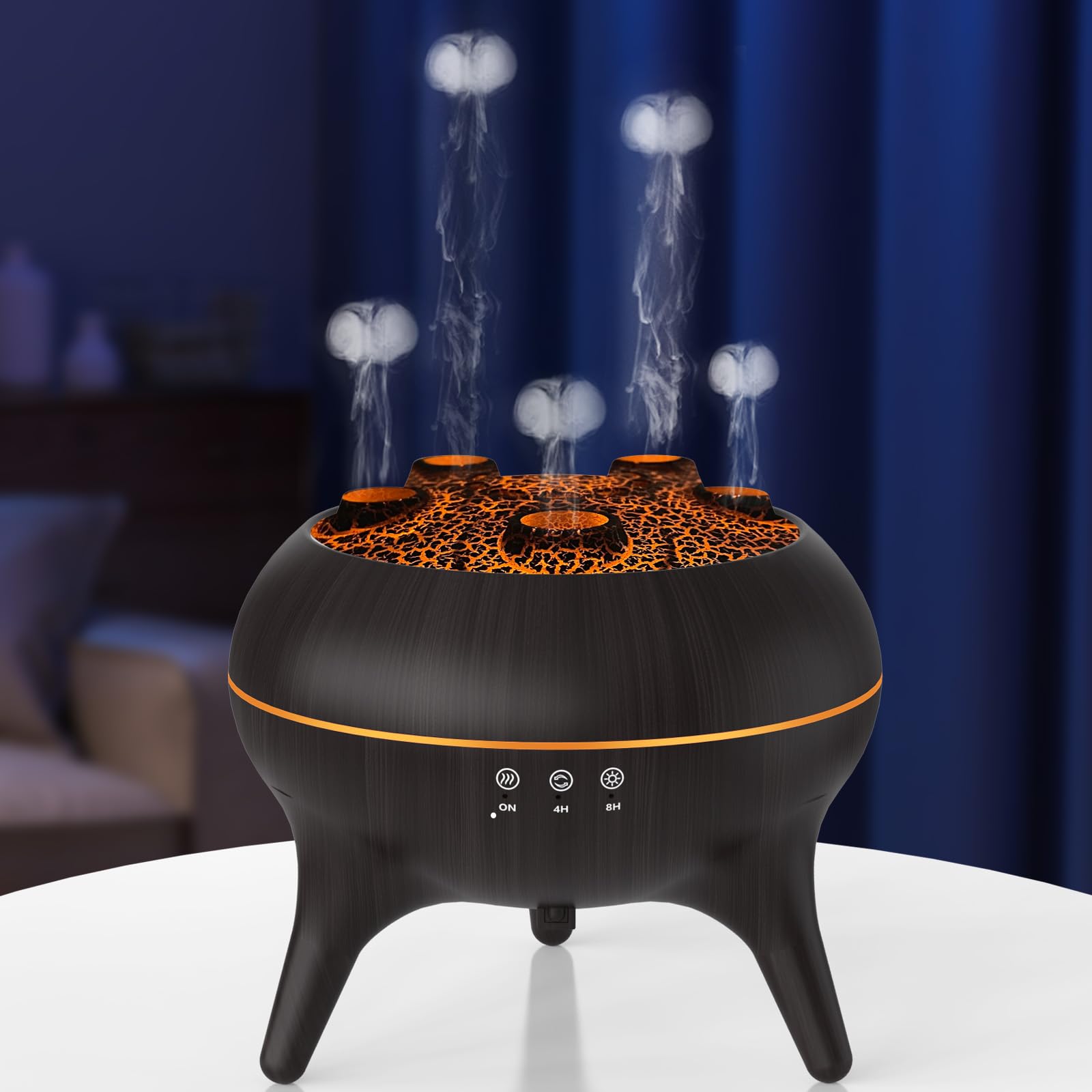 Etherische Olie Diffuser 250ml Cool Mist Diffuser Met Jellyfish Mist Volcano Nachtlampje Grote Mist Volume Eu Plug