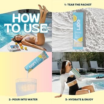LIDO Lemonade Electrolyte Powder Packets - Quick Refill with Clean, Zero Sugar Hydration Drink Mix and Balanced Sodium - Vegan, Pareo and Hungry Friendly - 28 Count