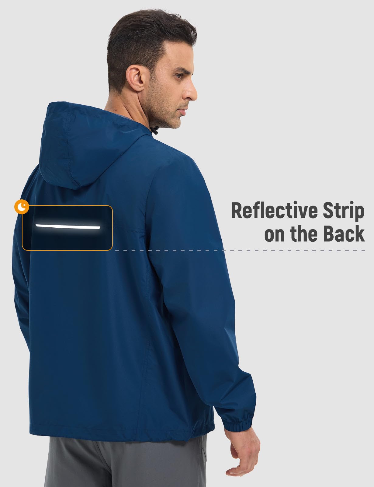 baleaf Chubasquero para hombre, cortavientos, impermeable, chaqueta de ciclismo con capucha, plegable, ligera, cortavientos, transpirable, para senderismo, ciclismo