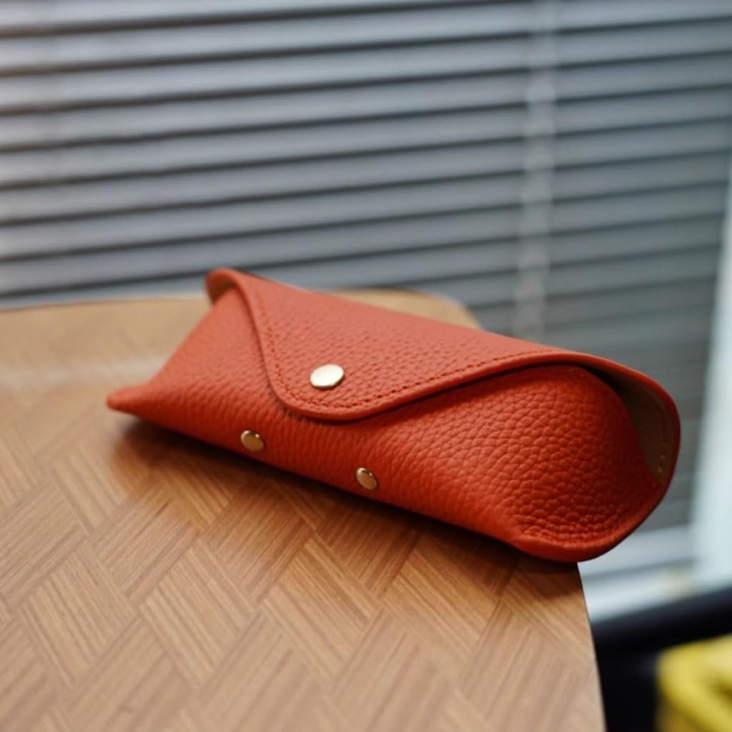 Tragbare Brillentasche, Handgefertigtes Brillenetui Aus Echtem Leder, Unisex, Verdickt Brillenetui für Damen