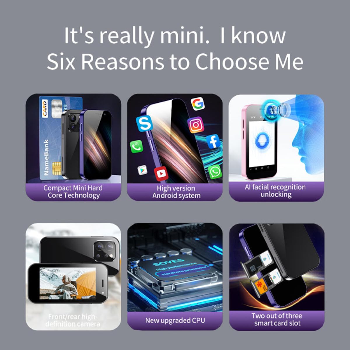 Rainbuvvy Mini Smartphone 4G LTE 3.0