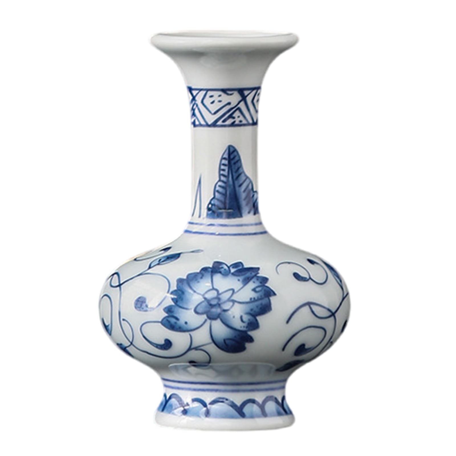 Jarrones en miniatura de porcelana china antigua azul y blanca para macetas hidropónicas, estante de vitrina, jarrones de cerámica