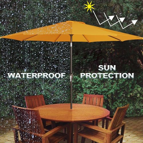 Image of Blissun 9' Outdoor Patio Umbrella, Outdoor Table Umbrella, Yard Umbrella, Market Umbrella with 8 Sturdy Ribs, Push Button Tilt and Crank