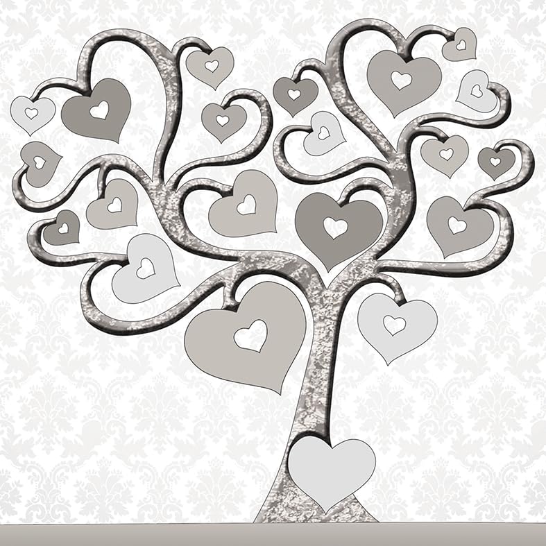 SET 18 pz Profumatori ecopelle ALBERO DELLA VITA CUORE personalizzato in scatola da regalo. Bomboniere, Battesimo, Comunione, Cresima, Laurea, Matrimonio, Anniversari. Originali moderni (Argento, 18)