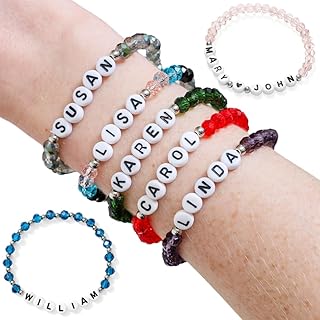 Personalized Handmade Crystal Bead Bracelet | Stretch | Custom Name, Siz...