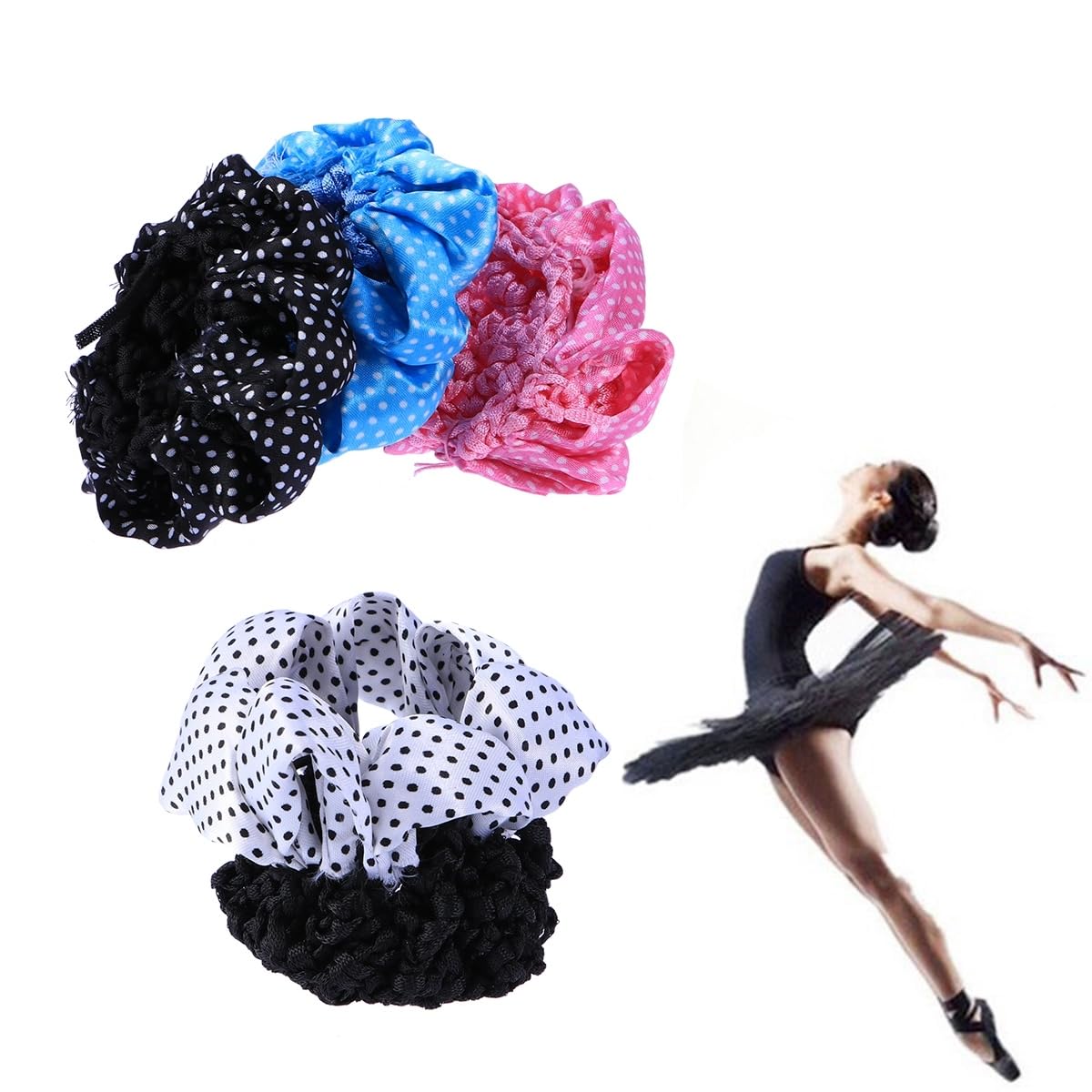 FRCOLOR 4pcs Hair Net Hair Snood Buns Snood Net Elastic Bun Nets for Dance Knotts Miss Lace, As Shown