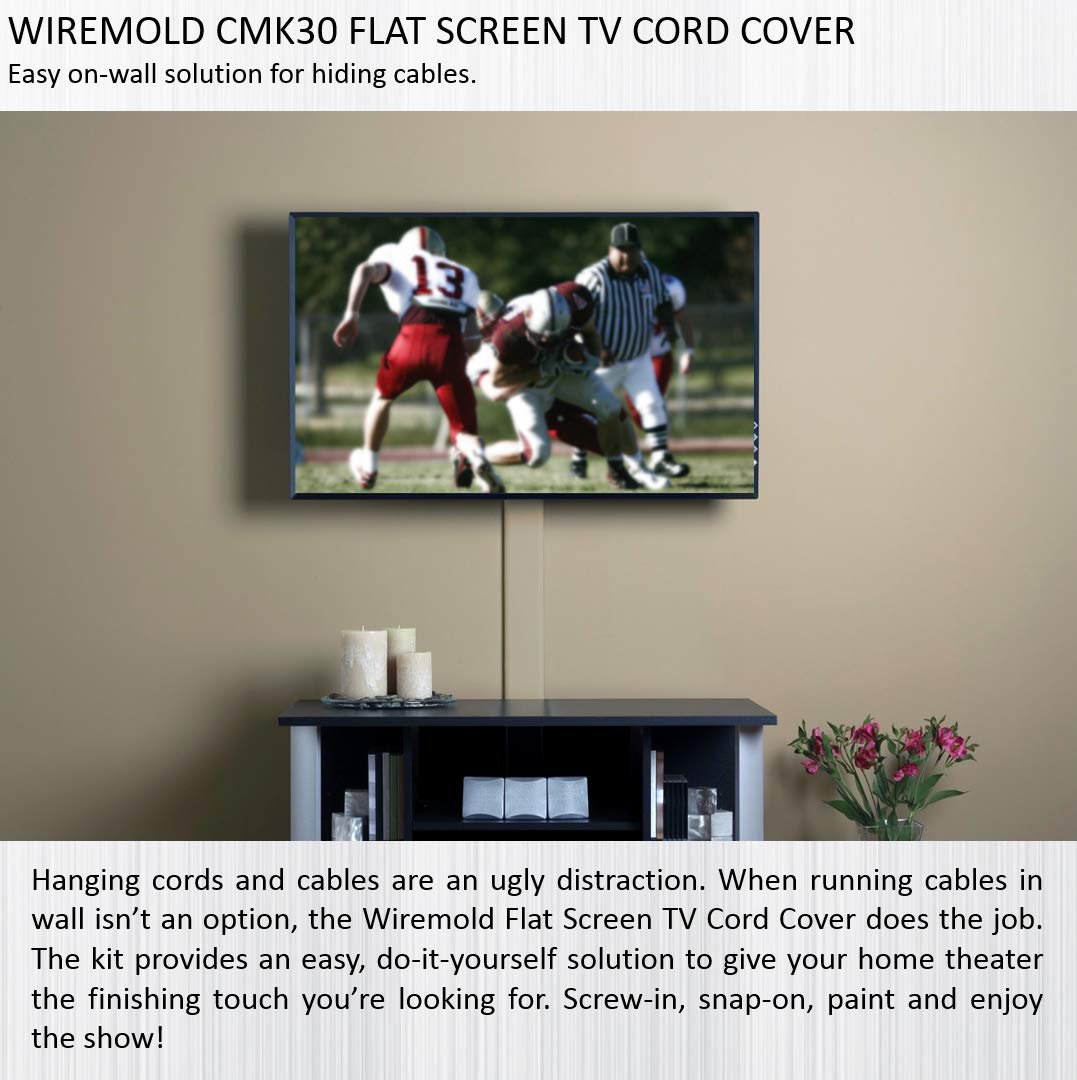 Legrand Wiremold Cmk30 30 Inch Flat Screen Tv Cord Cover Kit Wall Mount Tv Cable Concealer Cord Cover Raceway Kit To Hide Cables Cords Or Wires White Amazon Sg Home Improvement