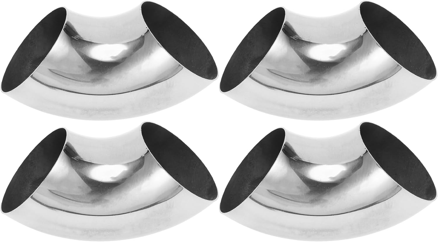 Motoforti 4pcs 90 Degree Mandrel Bend Elbow Car Exhaust Pipe Tubing Piping 3" Inch OD Thickness 1.0mm/19GA 76x175x1.0mm 304 Stainless Steel Silver Tone