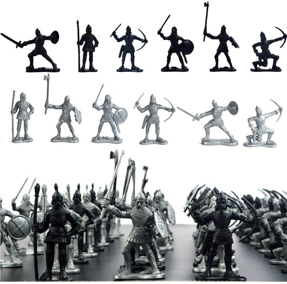 60 pcs Medieval Soldiers Military Figures Model Ancient Roman Soldiers Figures Statues Middle Ages Army Infantry Archer Warriors Model