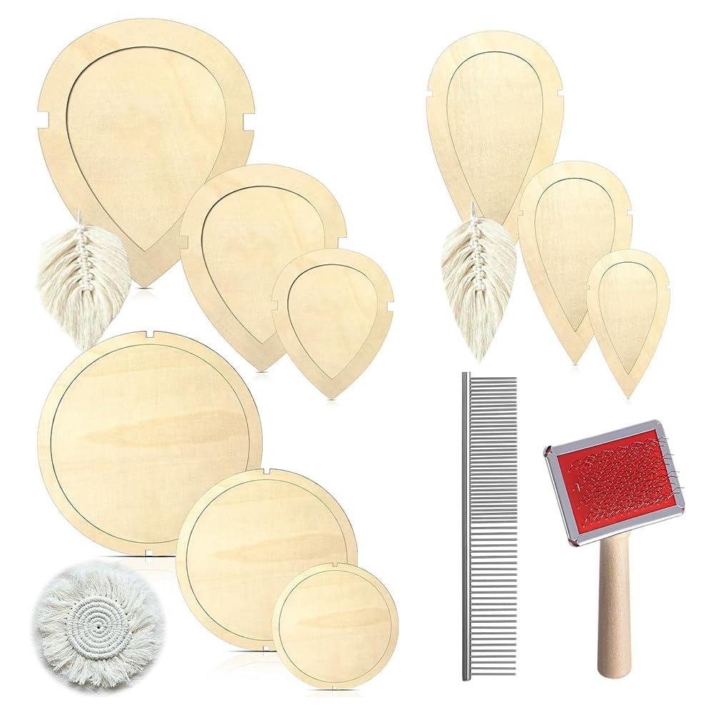 11-Teiliges Makramee-Blatt-Schneideformen- und Kamm-Set, Leder-Schneideschablone, Fransenkamm Aus Edelstahl