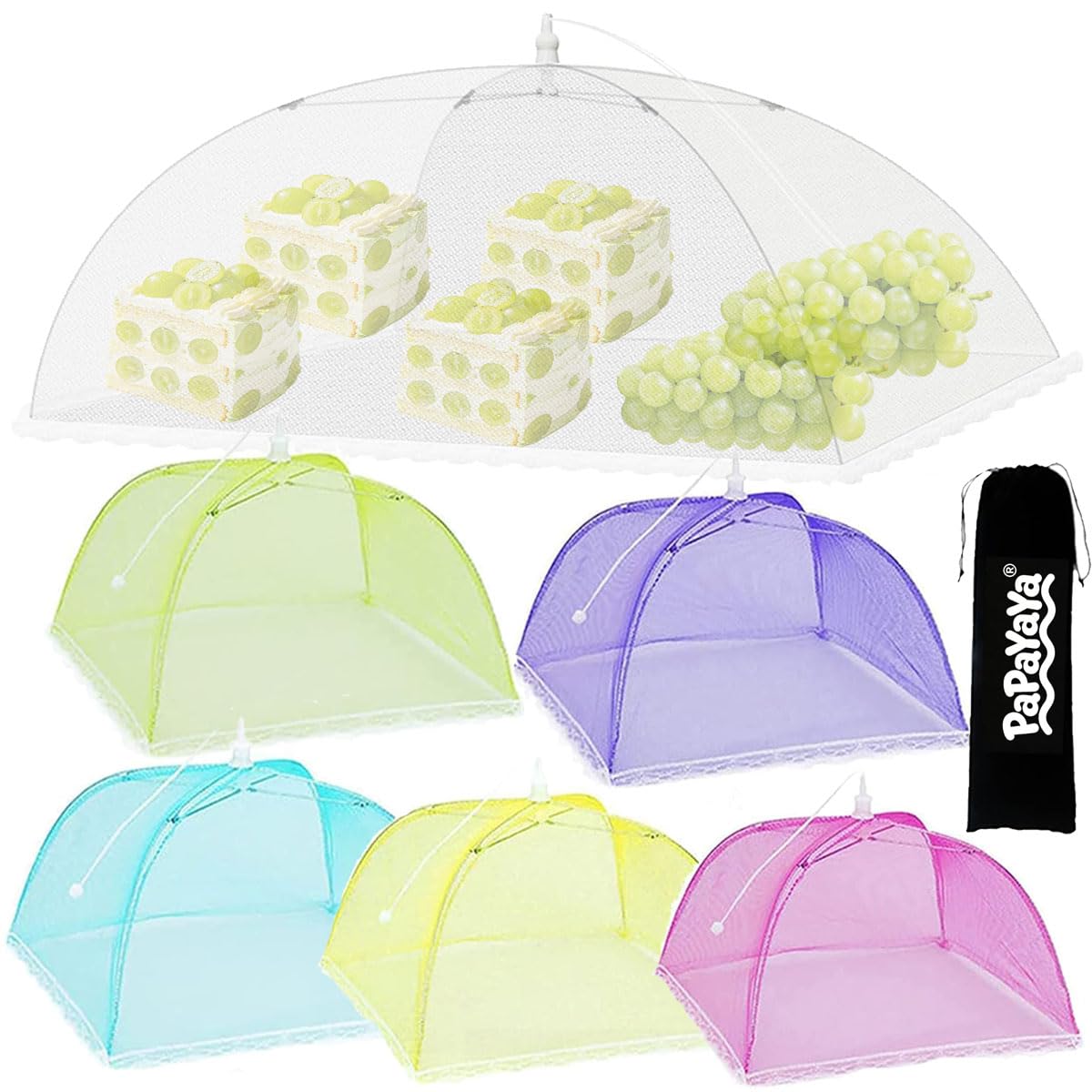 Food Cover Mesh, 100 * 60cm Large Food Net Cover Collapsible Food Mesh Pop Up Cover