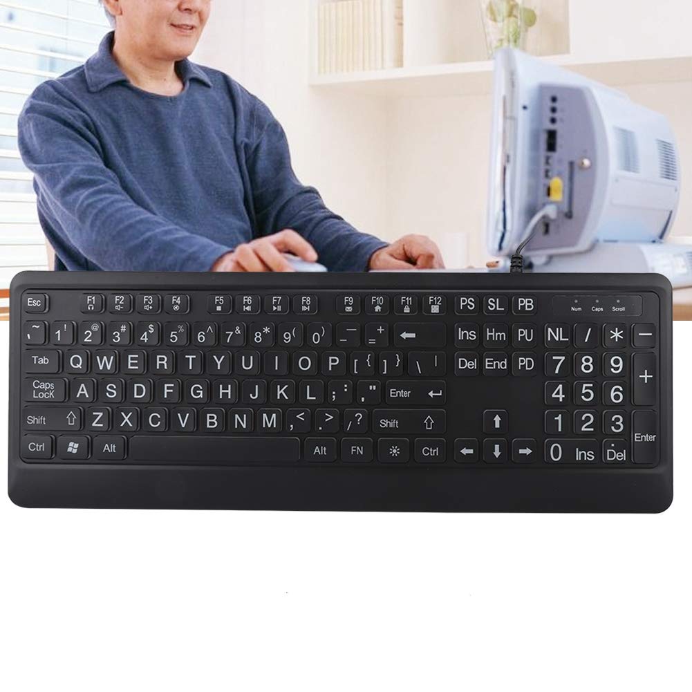 Tastiera LED con Caratteri Grandi e Spessi con Retroilluminazione Bianca Unica e Design Ergonomico, Ideale per gli Anziani