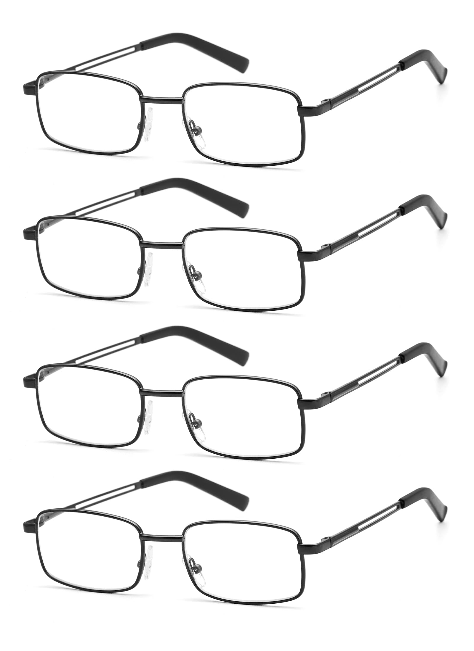 HIGHLIKE Lesebrille für Herren, Metall, biegsam, mit transparenten Gläsern, blaues Licht