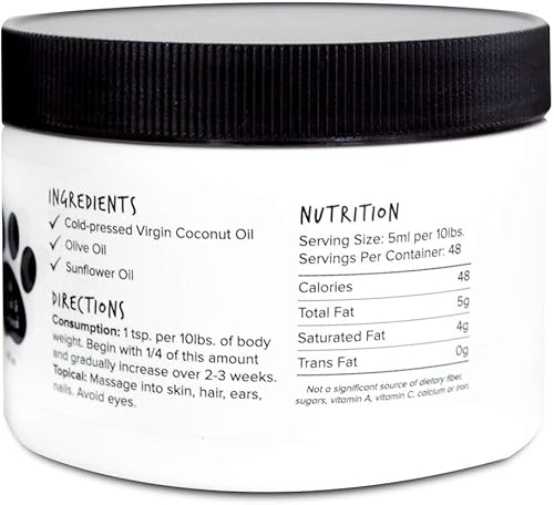 Miniatura 9 de Coconut Paws Aceites orgánicos para piel, cabello, orejas, dientes y uñas de perros, aceite de coco orgánico prensado en frío sin refinar, aceite de