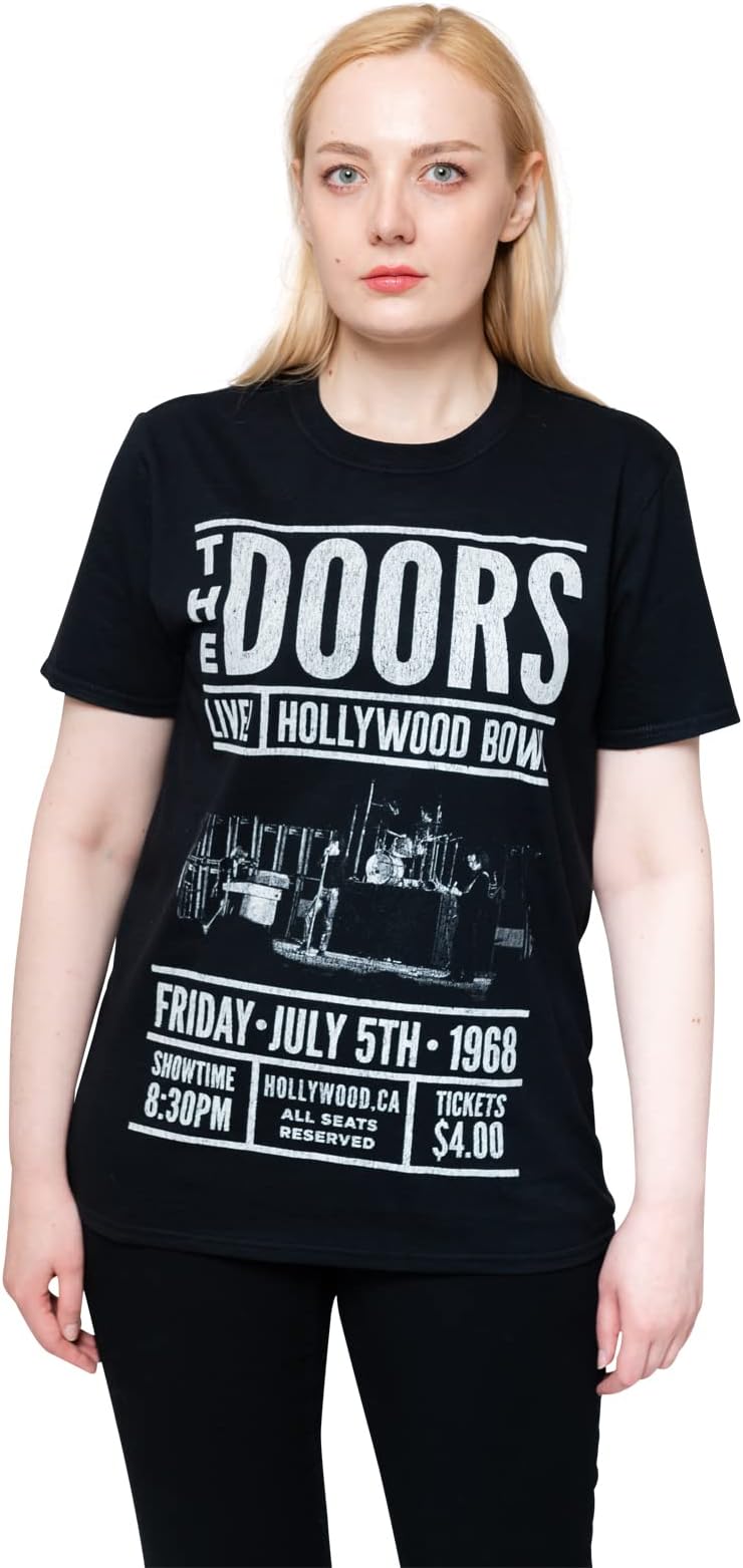 The DoorsT Shirt Live Hollywood Bowl Flyer Band Logo Official Unisex Black Size L