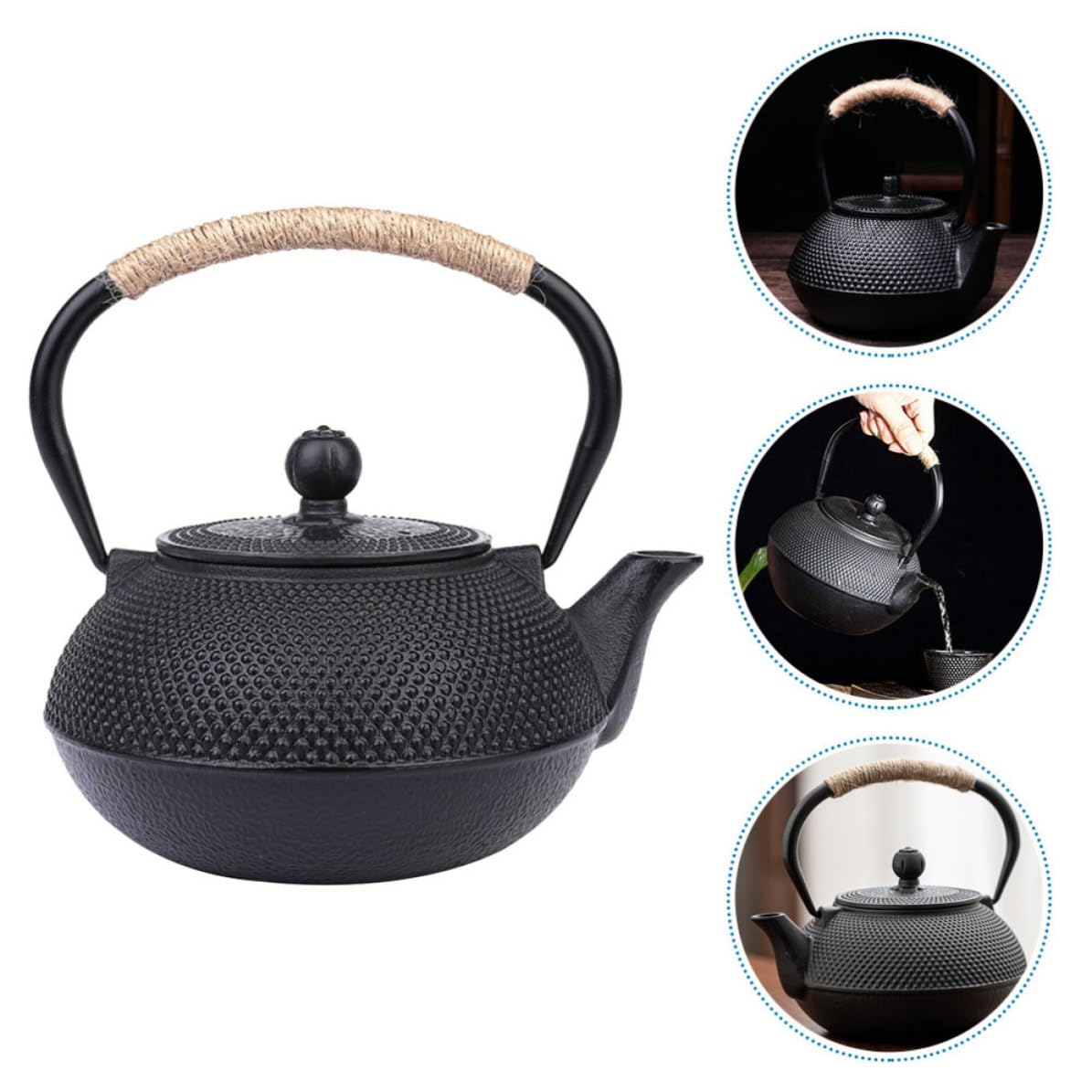 Tetera de Hierro Fundido Japonesa Clásica de 900ml Infusor para Hojas Sueltas, Ligera Superficie Interior Lisa Adecuado para Salas de Té y Uso Doméstico