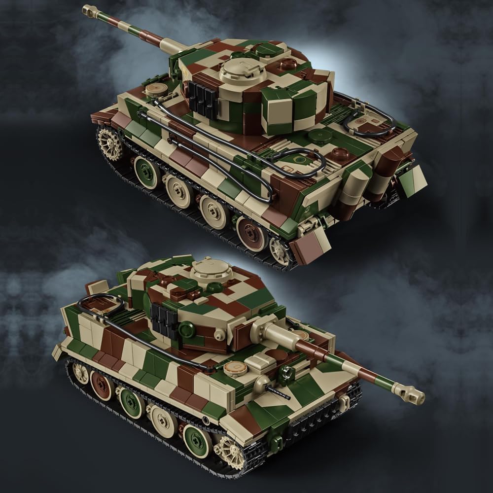 39061 German Tiger Tank No. 7 Building Block Set, 1603 Pieces Military 1:28 Scale Tank Model Toys, Ideal Gift for Room Decoration or Collection