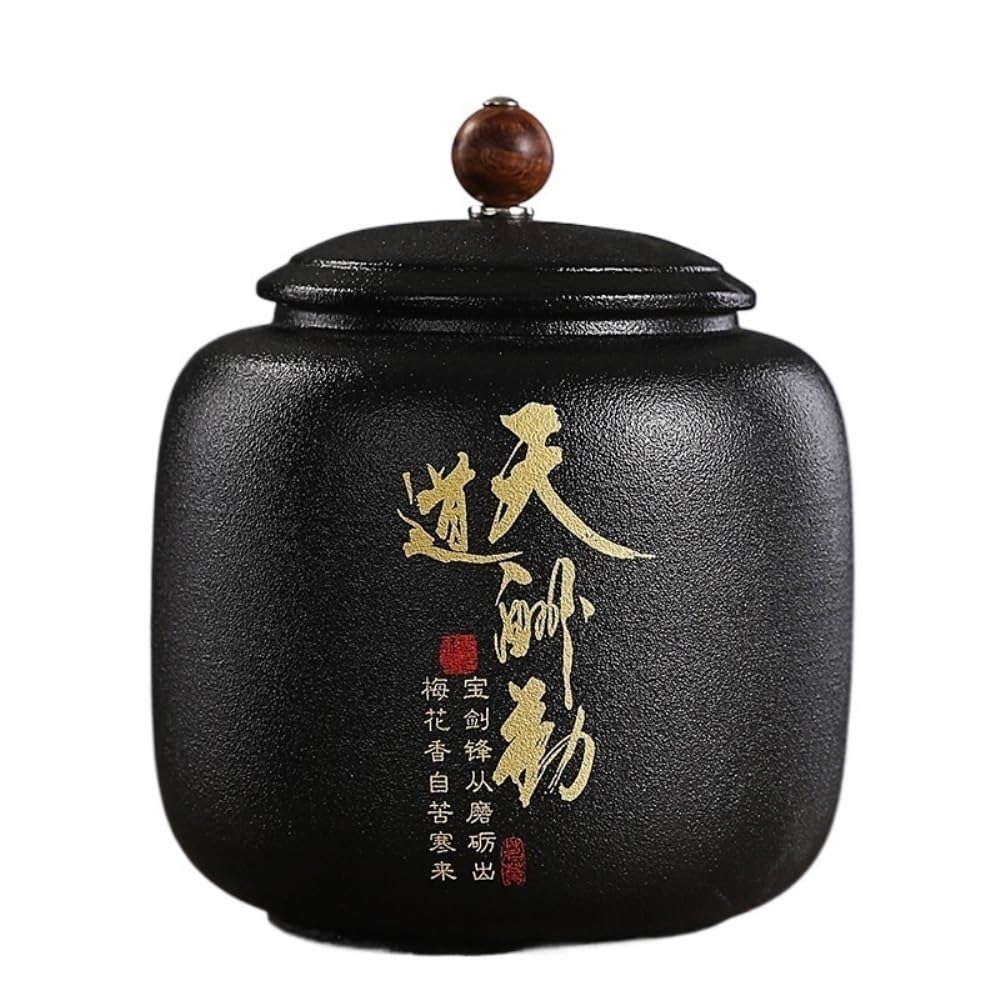 Lata De Té Tarro de cerámica for Almacenamiento té a Granel, Lata sellada, Negra, Lubao, hogar, Cocina, Tarro Alimentos, contenedor(D)