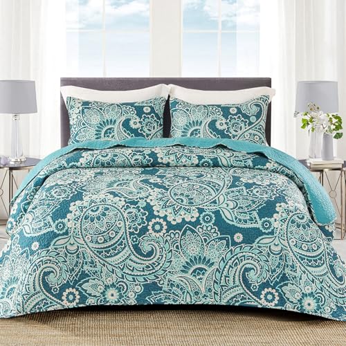 Whale Flotilla Couvre-lit 240 x 260 cm, Dessus de Lit 2 Personnes avec Motif Imprimé, jeté de lit Léger avec 2 Taies d'oreiller pour Toutes Les Saisons,...