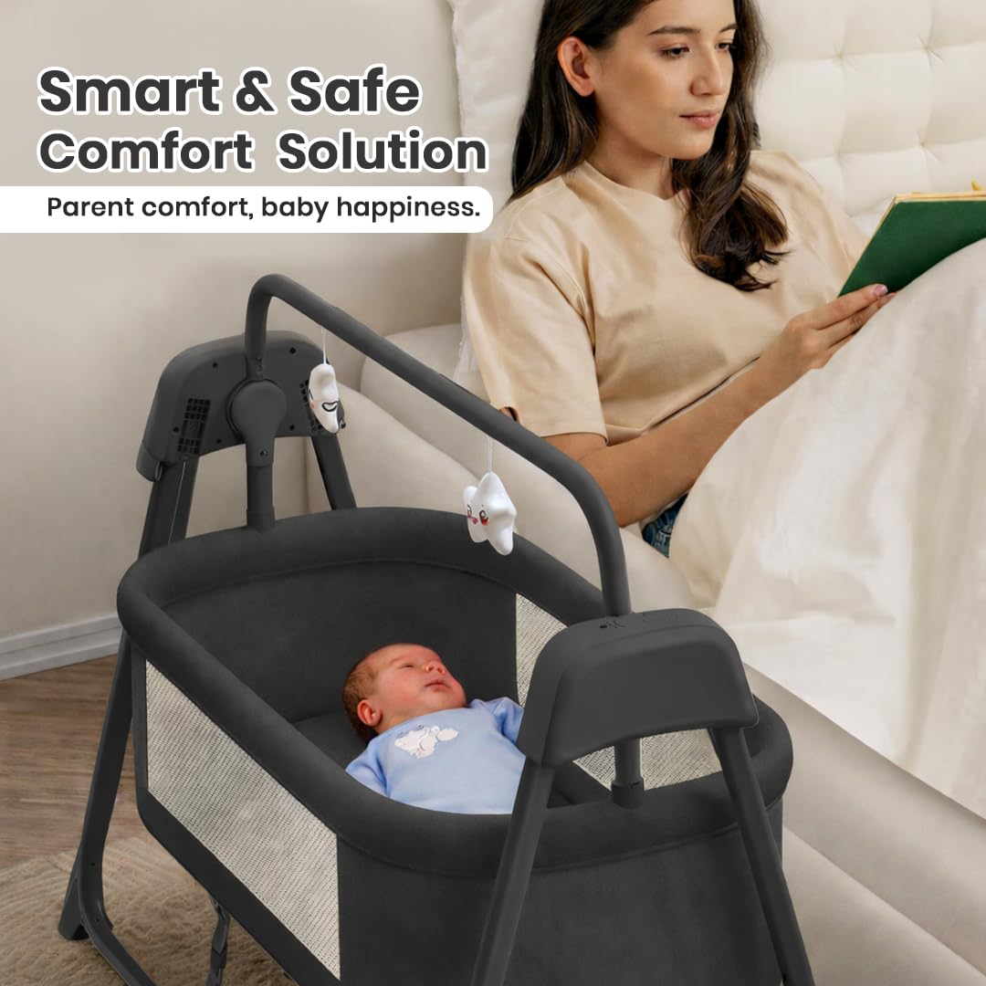 Infantso Premium Electric Baby Cradle Swing - Bluetooth & Remote Control Palna Jhula with Custom Swing Time, Adjustable 5-Speeds, Automatic Swing Cradle for 0-12 Months, Soft Mattress, Safe & Spacious 3