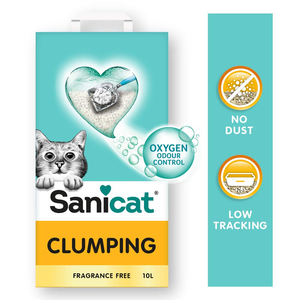 Sanicat - Lettiera per gatti agglomerante senza profumo | A base di minerali naturali per garantire il controllo dei cattivi odori | Assorbe l'umidità e facilita la pulizia