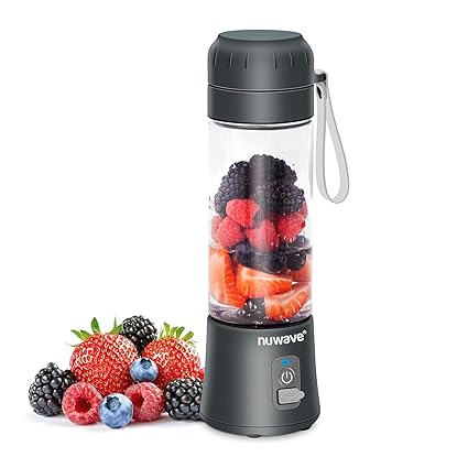 NUWAVE Portable Blender, Personal Blender with USB-C Rechargeable, 6-Piece-Blade for Crushing Ice, BPA Free 18 Oz Jar, Smoothies Blender for Travel, Office and Sports