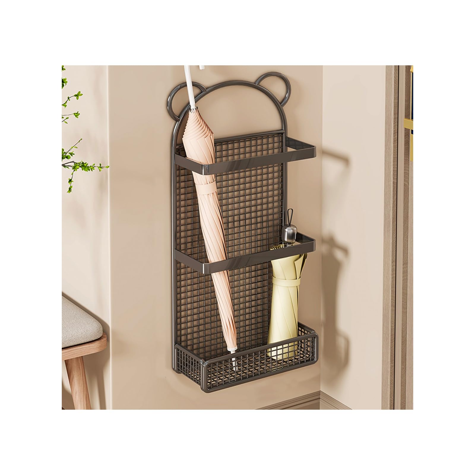 Porte-télécommande mural sans perçage et support de rangement noir