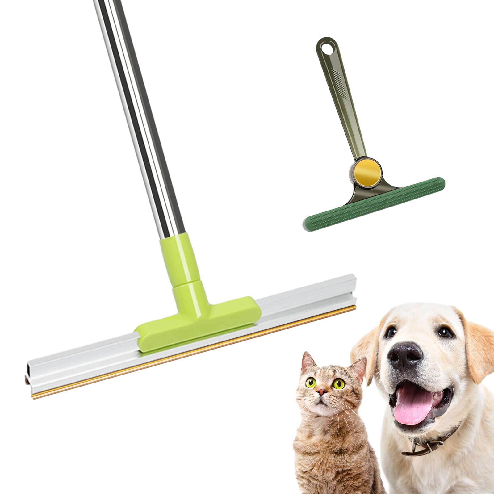 MAVRIZ Carpet Rake for Pet Hair Removal with Dual Copper Blades, 57" Long Handle Pet Hair Remover for Carpet, Cat Dog Hair Remover Carpet Scraper