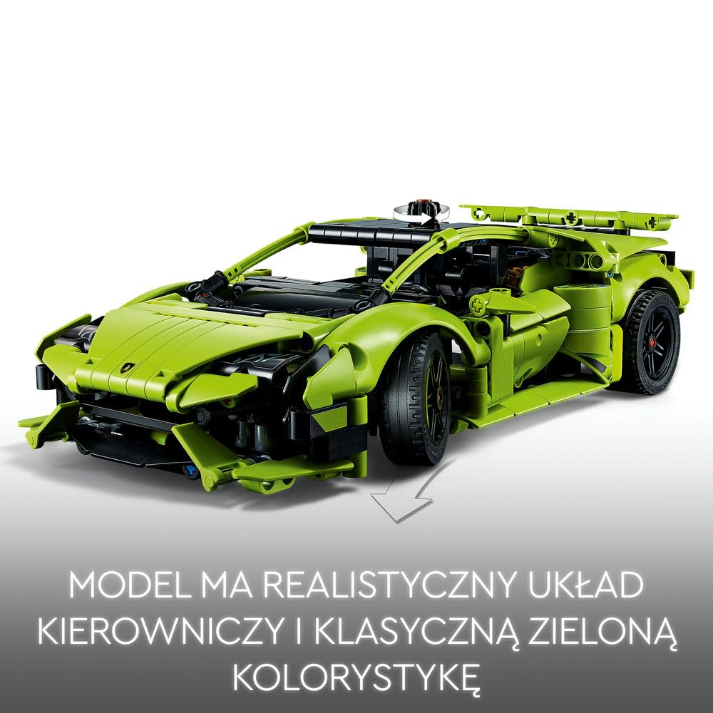 LEGO 42161 Technic Lamborghini Huracán Tecnica, zabawkowy model samochodu sportowego z klocków do zbudowania dla dzieci, pomysł na prezent dla chłopca, dziewczynki i fanów motoryzacji