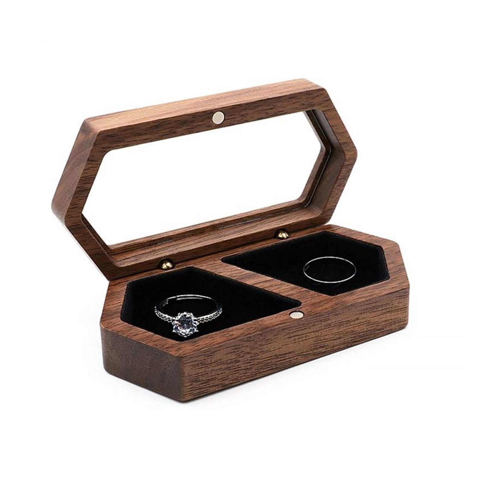 NIUSABOU Wood Jewellery Organiser, Walnut Presentation Travel Case Engagement Earr Holder Wedd Ceremony Proposal(For C1)