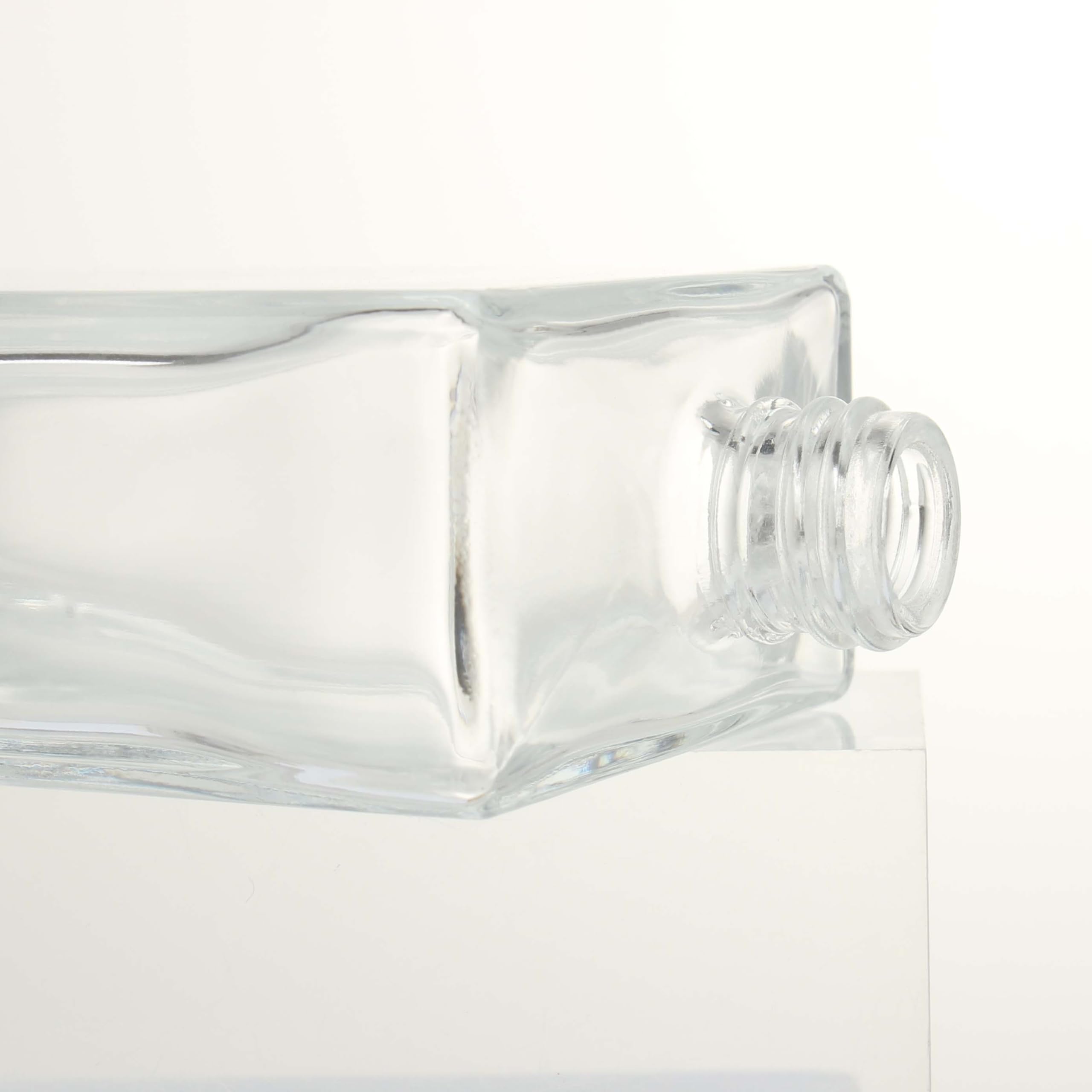 COSIDEA 3 botellas de vidrio plano transparente 100 ml para aceites esenciales de viaje