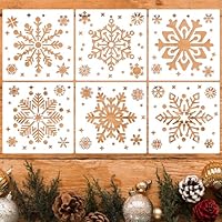 6 Stück Weihnachten Schablonen,20cm Schneeflocken-Schablonen,Kunststoff Schneeflocken DIY-Malschablone,Wiederverwendbare Winterornament-Schablonenvorlage für Weihnachtskarte Scrapbooking