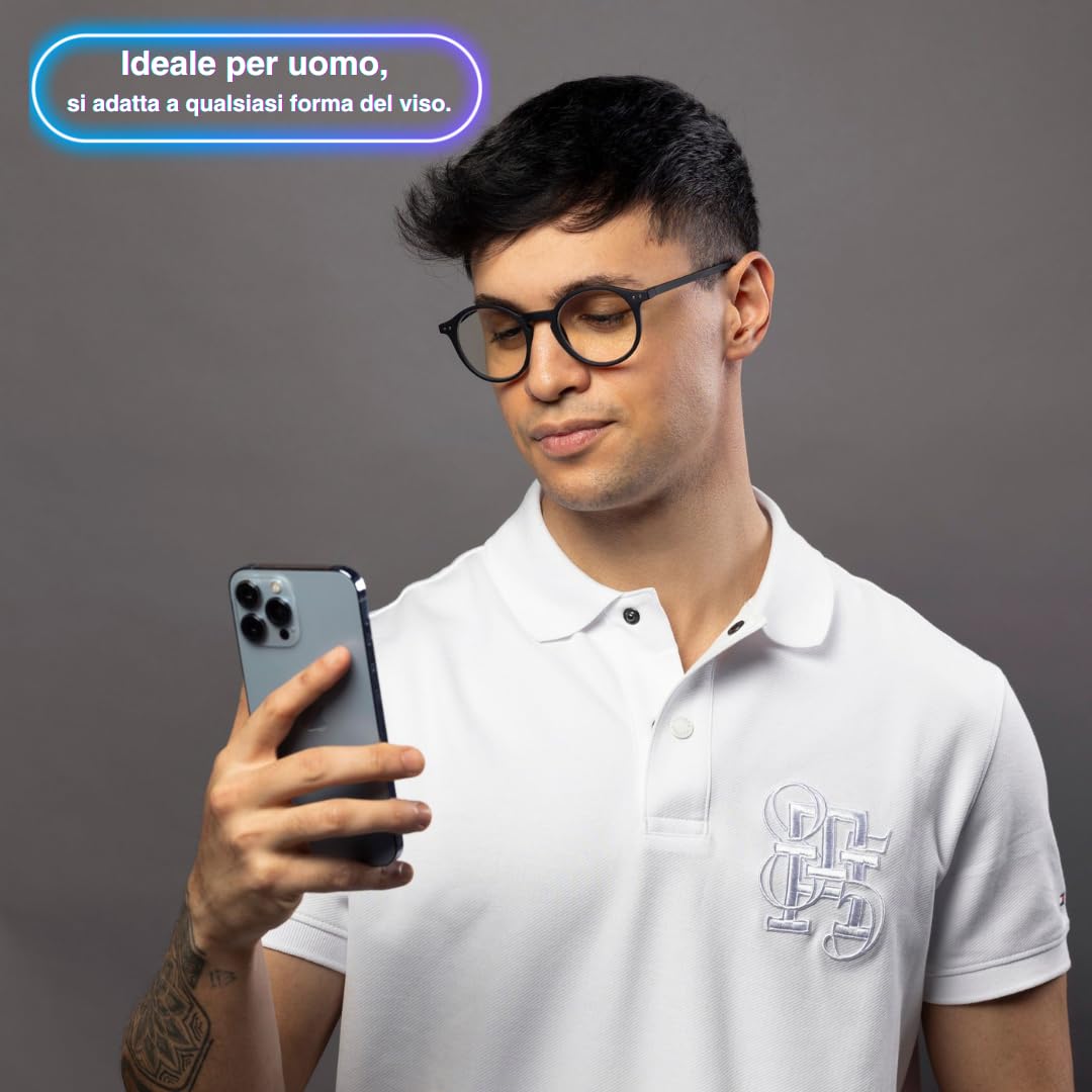 occhiali luce blu - unisex - Antiriflesso, Flessibili, Leggere - occhiali anti luce blu - blue light glasses - Benessere digitale - ROTONDA.