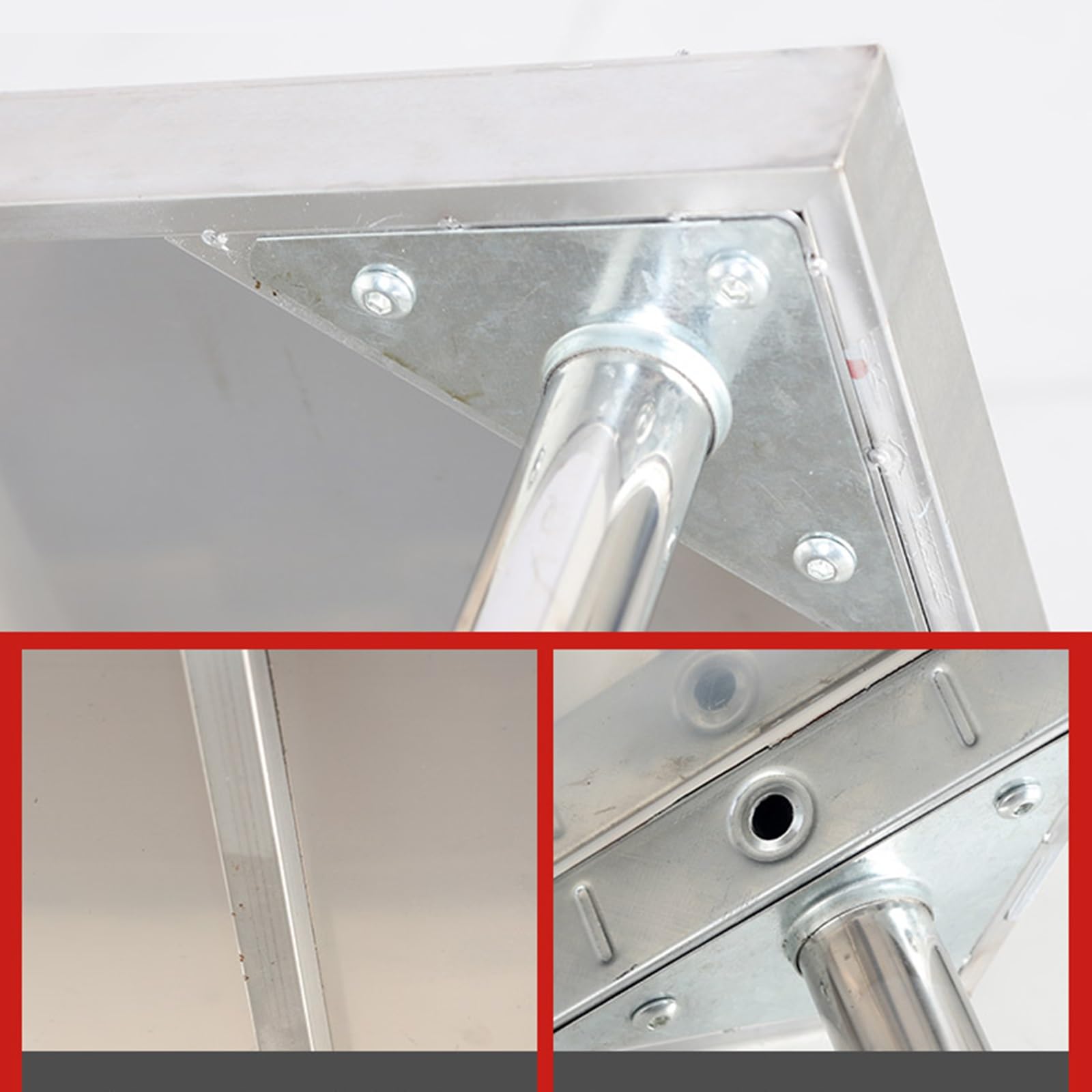 Mesa de trabajo comercial de acero inoxidable – Soporte multifuncional para utensilios de cocina, diseño triangular sólido, mesa de preparación estable para chefs profesionales y cocineros caseros