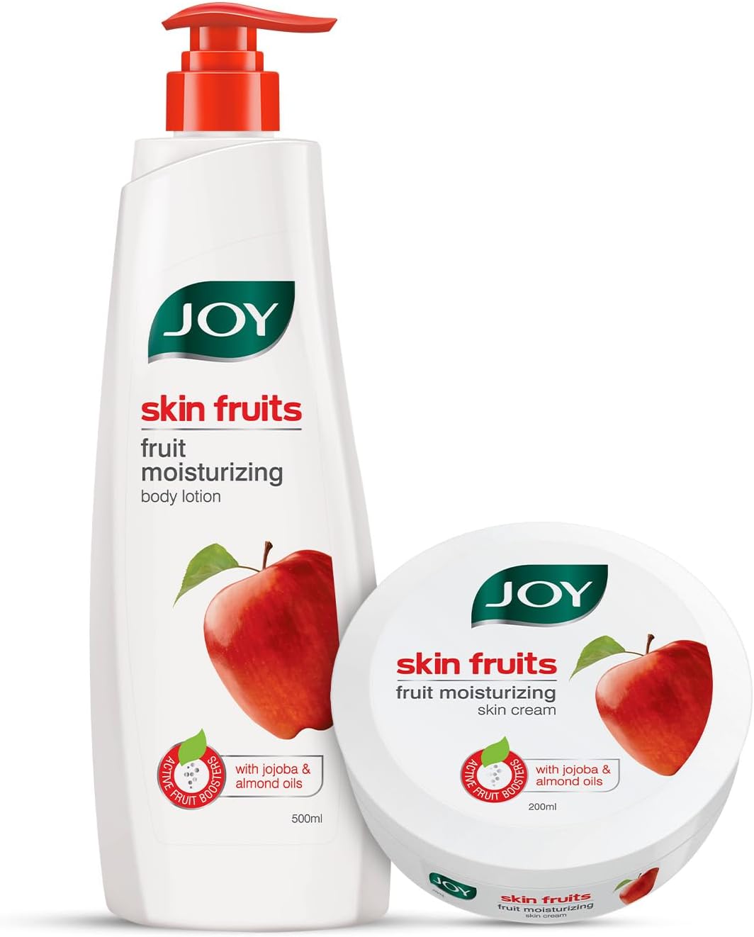 Joy Skin Fruits Body Lotion (500ML) & Skin Cream (200ML) With Apple, Jojoba & Almond Oil | Non Sticky & Lightweight, Winter Season Moisturizer Combo for Dry Skin