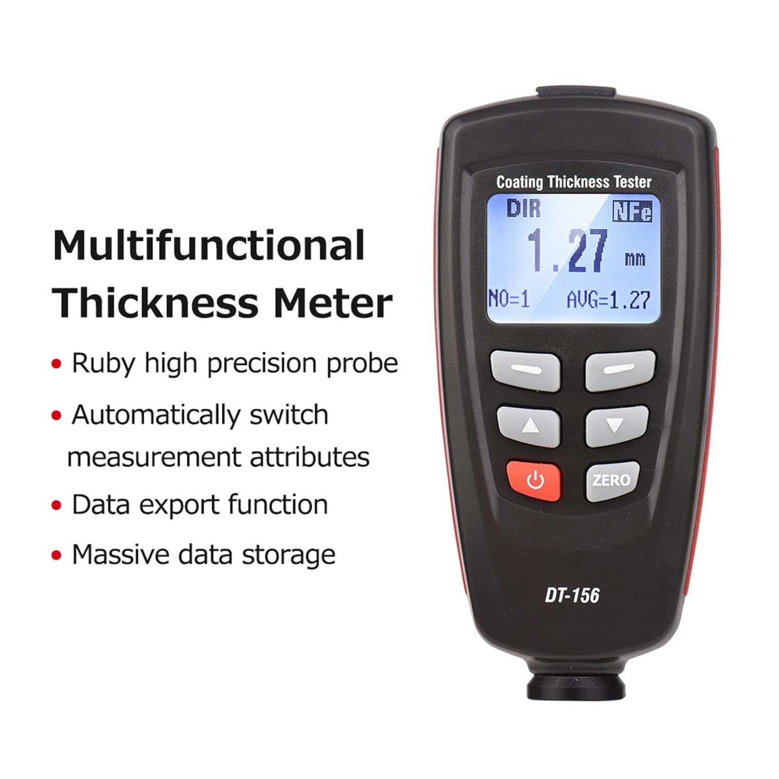 Miernik gęstości DT-156 LCD Tester grubości powłoki Fe/NFe miernik grubości lakieru miernik głębokości lakieru samochodowego Tester 0~1800μm Dokładność i użyteczność