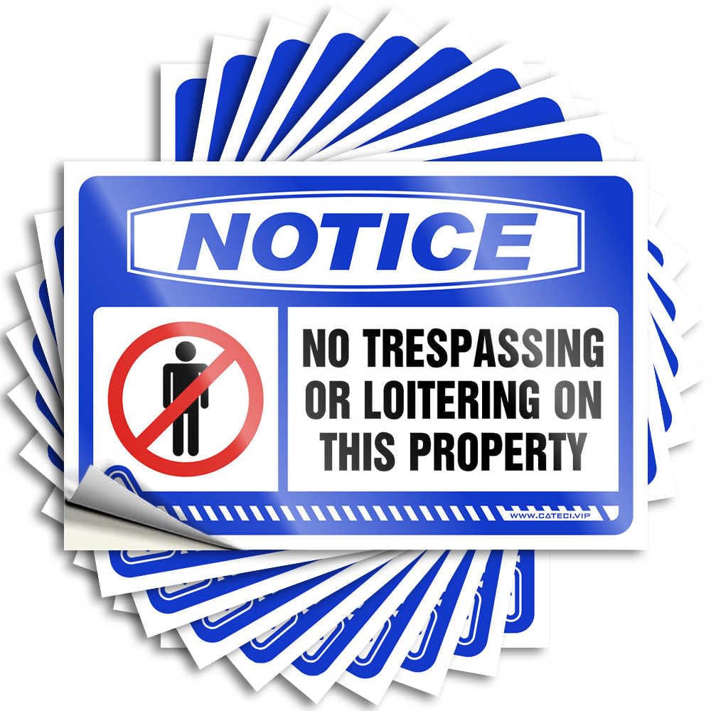 Restroom Accessories Window Sticker | Notice No Trespassing Or Loitering On This Property Funny for Microfiber Decor(12X18CM)