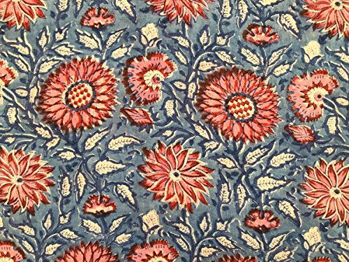 Tissu traditionnel indien de Jaipur imprimé main en pur coton fin pour créateurs