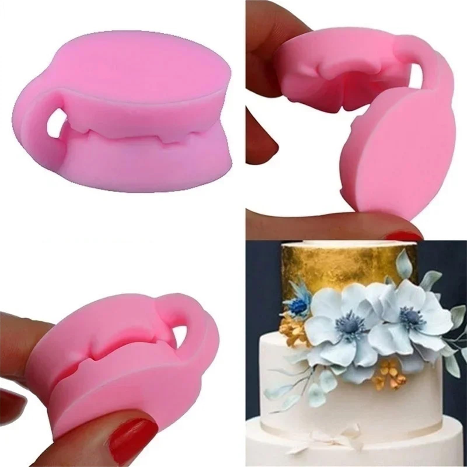 Juego de 4 moldes 3D silicona con forma rosa for decorar pasteles, fondant, chocolate y azúcar Para Repostería Y Postres
