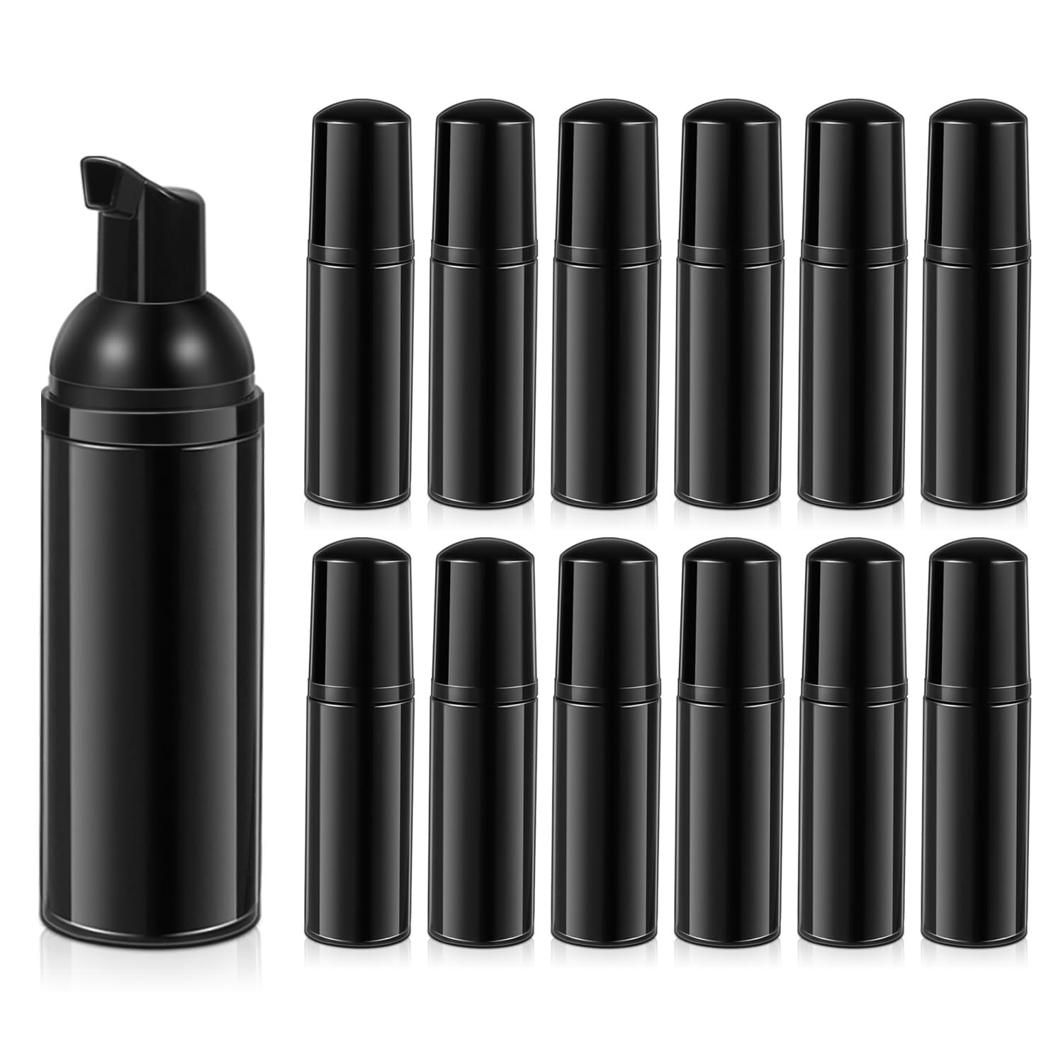 12 Pcs Empty Foam Pump Bottle, 2 oz Travel Foaming Soap Dispenser, Lash Shampoo Bottle for Hand Soap, Lash Cleanser, Shampoo (Black)