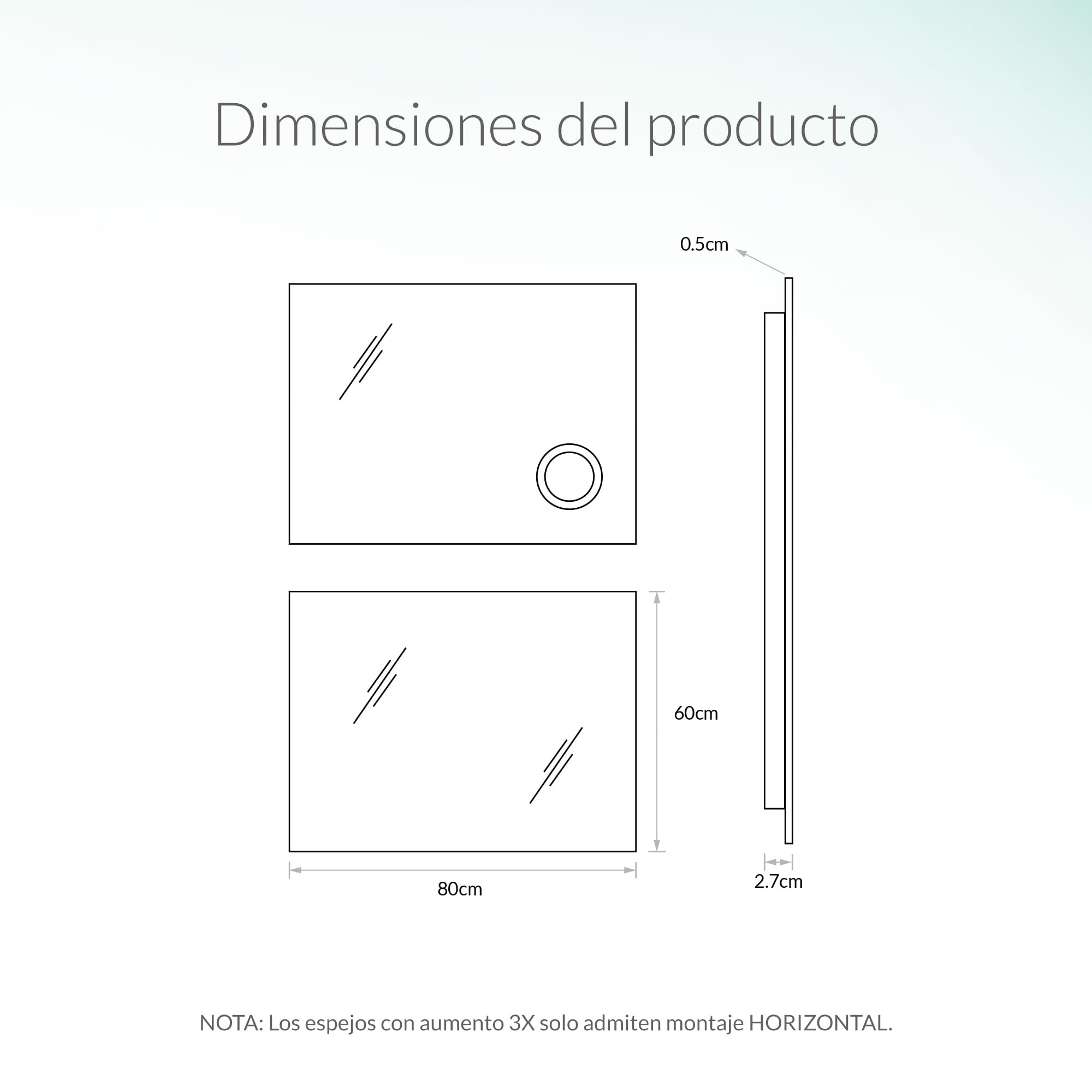 Espejo baño con luz Frontal LED antivaho