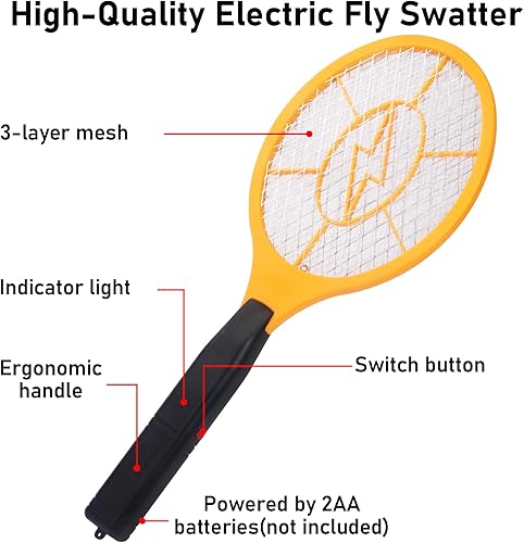 Miniatura 5 de Paquete de 2 mosquitos eléctricos Zap Zapper - Raqueta de zapping para interiores y exteriores para plagas, segura al tacto con malla de seguridad