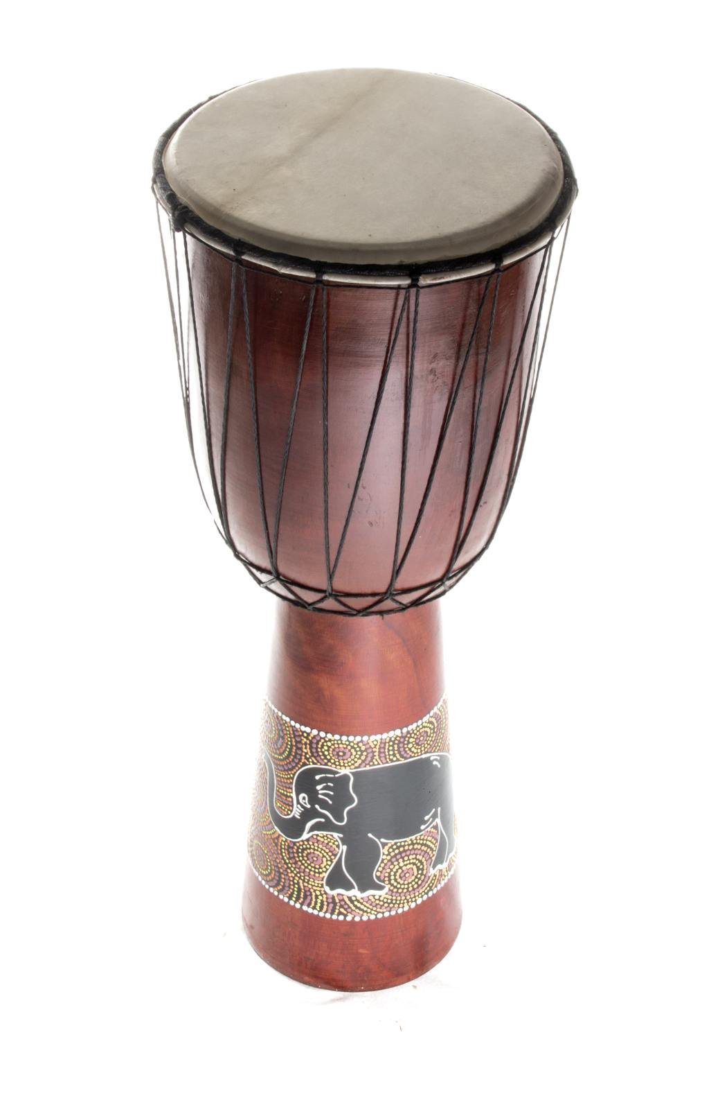 50cm Anfänger Djembe Trommel Bongo Drum Holz Bunt Elefant + Kokos Rassel Maraca R2