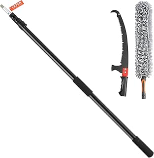 VEVOR Manual Pole Saw, 4.9-20 ft Extendable Tree Pruner, Sharp Steel Blade for High Branches Trimming, with Lightweight Aluminum Alloy Handle and a Chenille Brush, for Pruning Palms and Shrubs