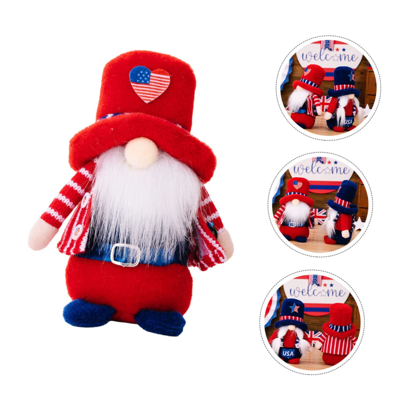 Zerodeko 3stücke Independence Day GNOME Dekoration Handgefertigte GNOME Puppe Mit Hut Für Lustige Und Einzigartige Tischdeko Für Independence Day Und Feierlichkeiten