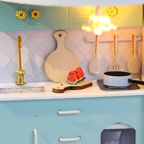 Miniatura 5 de GuDoQi Kit de casa de muñecas en miniatura, kit de casa pequeña con muebles, kit de casa en miniatura a escala 124, gran regalo para cumpleaños,