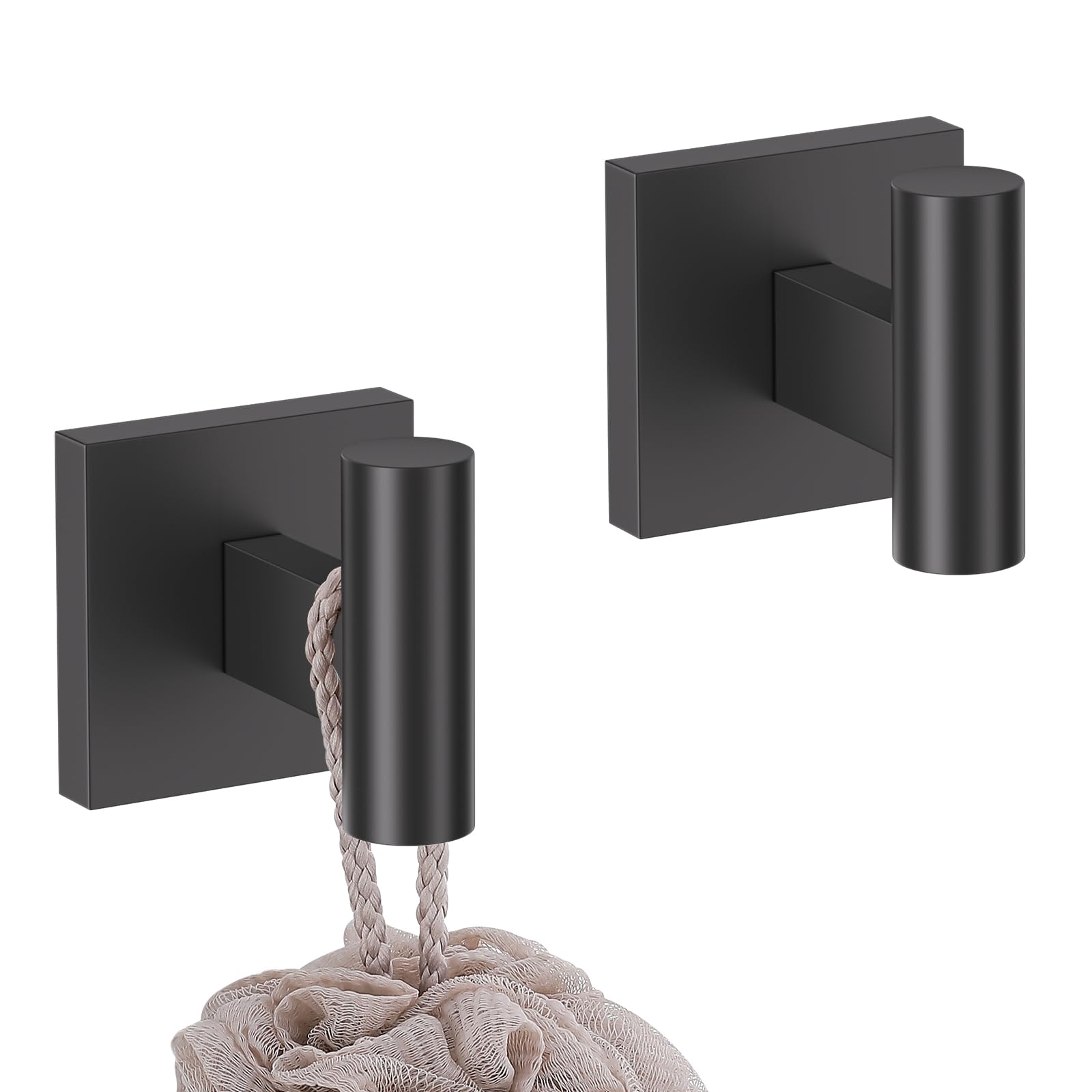 YACVCL Bathrooms Towel Hooks Matte Black, 2 Pieces SUS 304 Stainless Steel Robe Coat and Clothes Hooks Hanger, Stainless Steel Heavy Duty Wall Hook for Bathroom Kitchen Bedroom
