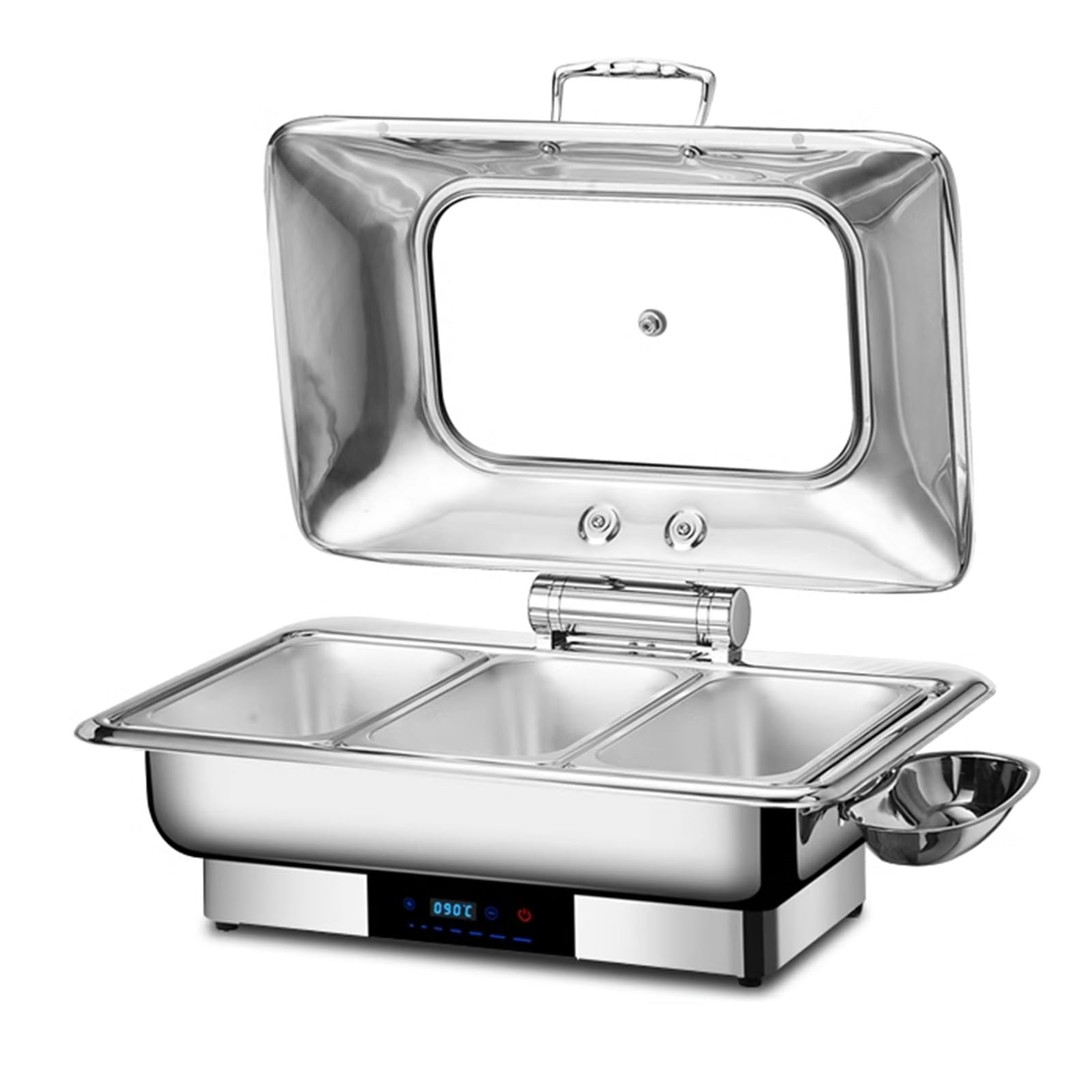 Scaldavivande Elettrico Professionale 304 Acciaio Inox Idraulico Chafing Dish all in One Touch Control Elettrico Scaldavivande da Cucina per Party, Catering(13.5L/3)