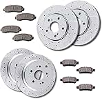 Front and Rear Disc Rotors Ceramic Brake Pads Drilled and Slotted Brake Kit Replacement for Honda Odyssey 2005-2010